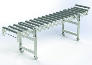 Convoyeur industriel extensible à rouleaux